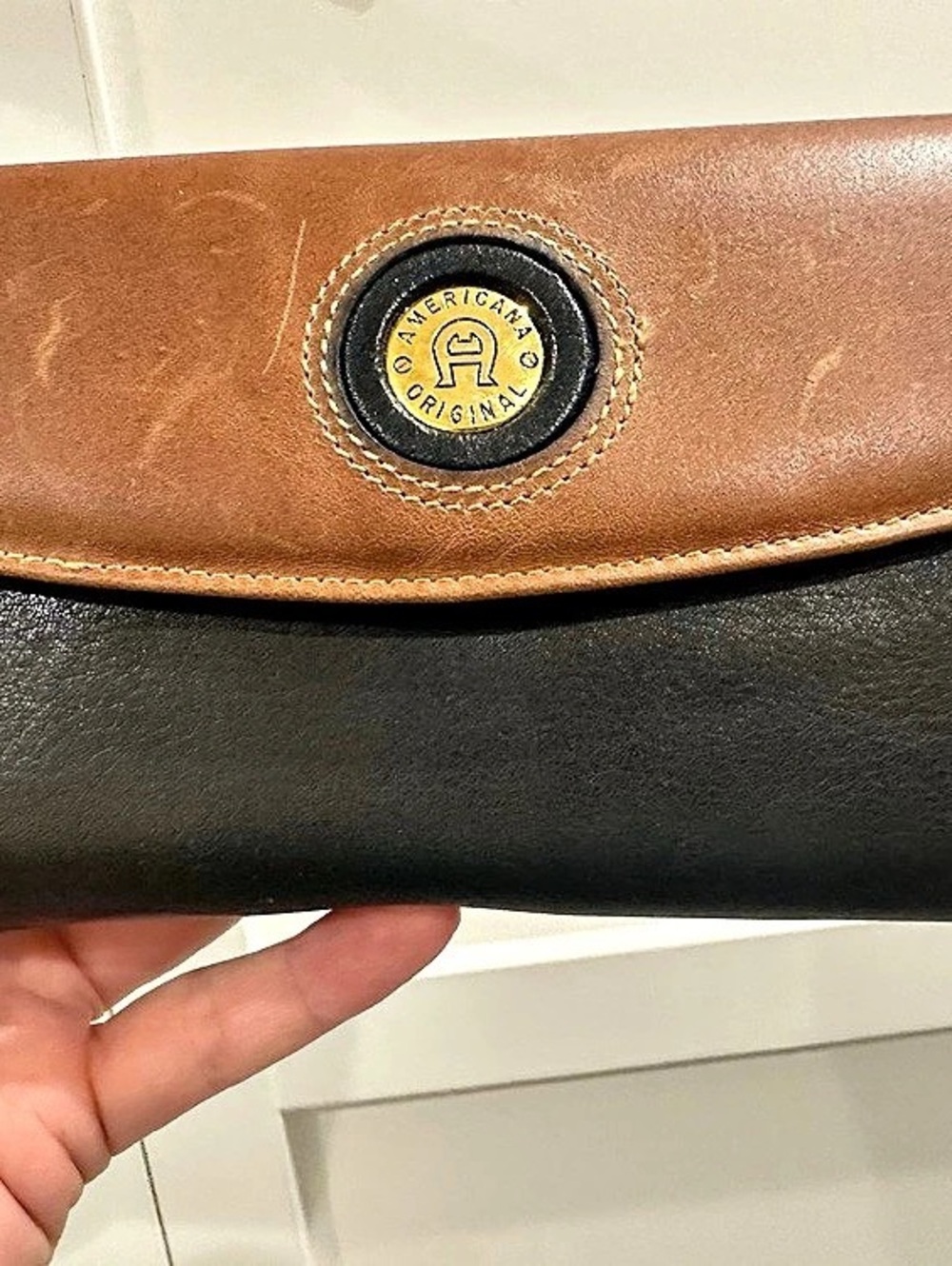Vintage Etienne Aigner Two Tone Leather Checkbook Wallet NWOT
